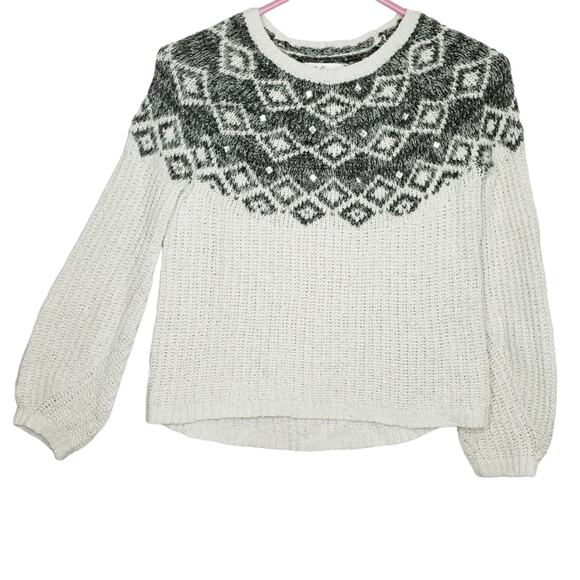 Justice Other - Justice Long Sleeve Jeweled Sweater with Gold Thread Weaved into Knit Sz 8 Girl